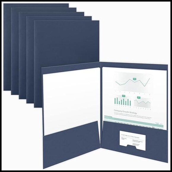 25 Count Two Pocket Presentation Folders 9 x 12 97lb Matte Card Stock